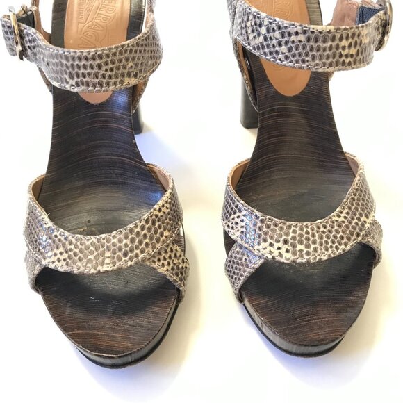 Salvatore Ferragamo Fondente Lizard Heels Pumps Sandals Womens 36 6 Brown Tan - Picture 5 of 12